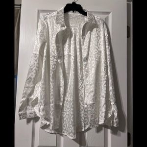 NWOT white satin-like button down